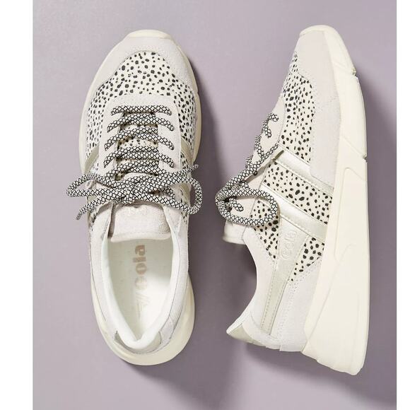 Gola Shoes - Gola x Anthro Eclipse Savanna Sneakers SZ 7 Calf Hair Black White Silver EUC